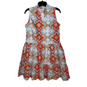 Maude Vivante Sleeveless‎ Light Blue Orange Tiered Dress Women's Size Small